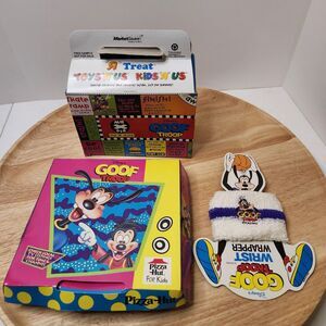 Disney Goof Troop Vintage Bundle • Wrist Wrapper, Pizza Hut Box & Toys R Us Box